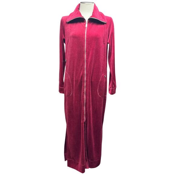 Bob Mackie Wearable Art Full Zip Velour House Coat Red Small - Picture 1 of 5